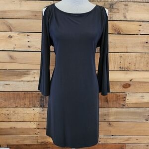 Nik and Nash cold shoulder flare sleeve little black dress size L